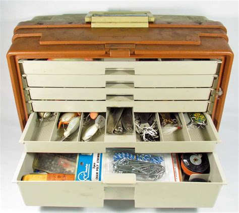 vintage metal bait box|old plano tackle boxes.